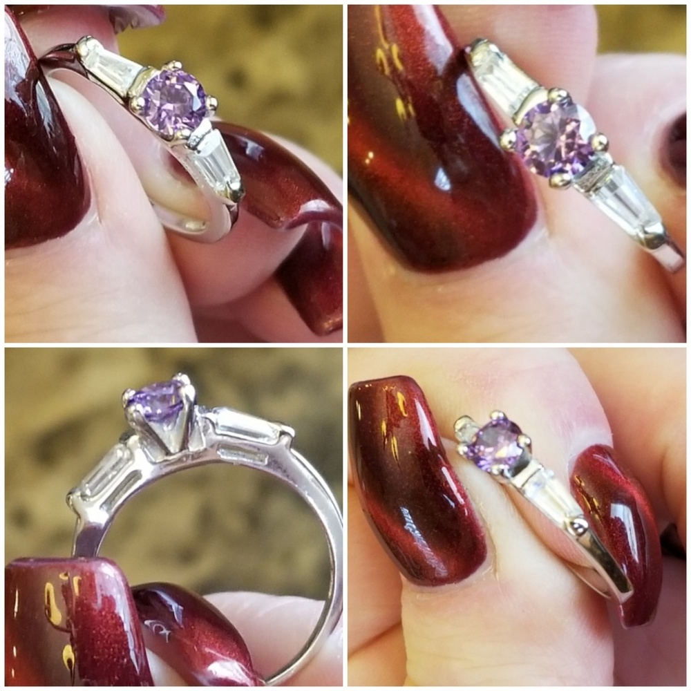 Genuin 1ct Amethyst/White Sapphire Ring 8 - Picture 4 of 5